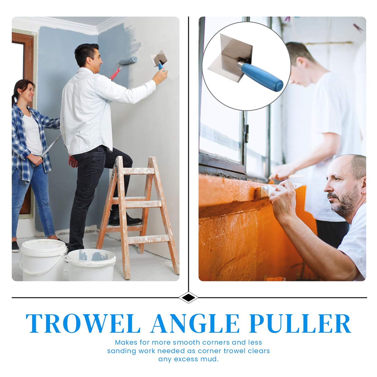 HASTHIP 2Pcs Stainless Steel Trowel Drywall Corner Tool Set 80 x 60mm Angle Trowel for Plastering Sharp Corner Creating Angle Trowels Drywall Outside&Inside Corner Trowel for Plaster, Gypsum, Cement HASTHIP 2Pcs Stainless Steel Trowel Drywall Corner Tool Set 80 x 60mm Angle Trowel for Plastering Sharp Corner Creating Angle Trowels Drywall Outside&Inside Corner Trowel for Plaster, Gypsum, Cement